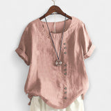 Μπλούζα με Κουμπιά και Κοντά Μανίκια