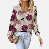 Catarina - Πλεκτή μπλούζα με φλοράλ σχέδιο