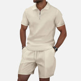 Giannis - Σετ polo με φερμουάρ στο λαιμό και σορτς με κορδόνι από απαλό ύφασμα