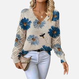 Catarina - Πλεκτή μπλούζα με φλοράλ σχέδιο