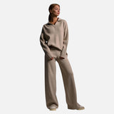 Helen - Γυναικείο σετ φαρδύ παντελόνι & πλεκτό πόλο.