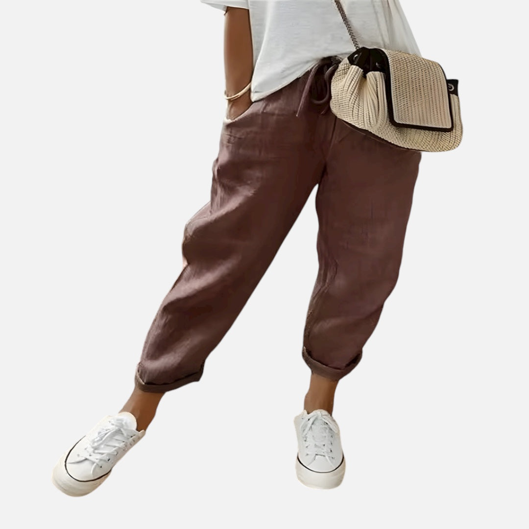 Selene - παντελόνι από βαμβακερό λινό