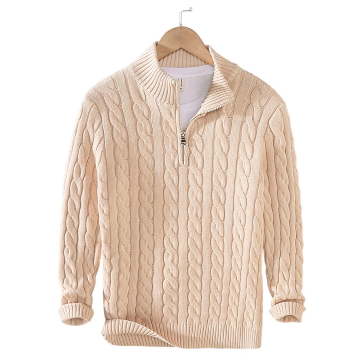 Stavros - Πλεκτό ψηλός γιακάς και μισό φερμουάρ με αερισμό