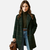 Iris - Ρετρό καρό παλτό τύπου τουίντ με γιακά
