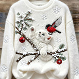 Φούτερ από Φανέλα με Εκτύπωση Γάτας για Γυναίκες