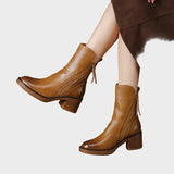 Allegra - Γυναικείες Μπότες Ψηλές με Φερμουάρ και Σταθερό Τακούνι