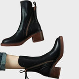 Allegra - Γυναικείες Μπότες Ψηλές με Φερμουάρ και Σταθερό Τακούνι