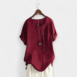 Μπλούζα με Κουμπιά και Κοντά Μανίκια