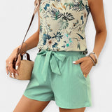 Σετ με Τροπικό Σχέδιο και Halter Τοπ